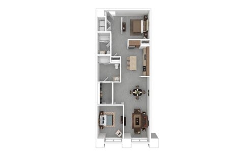 Floor plan for 2 beds, 2 baths, 1122 sqft